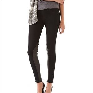 Rag & Bone Black Leather Panels Skinny Jeans 28
